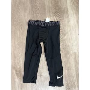 Nike Pro Boys 3/4 Length Training Tights, Size Small, Unisex, Black